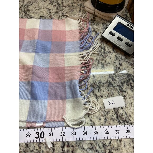 Renshun Pastel Gingham Fringe Scarf 68"x13" Cottagecore Soft Girl - Picture 4 of 7